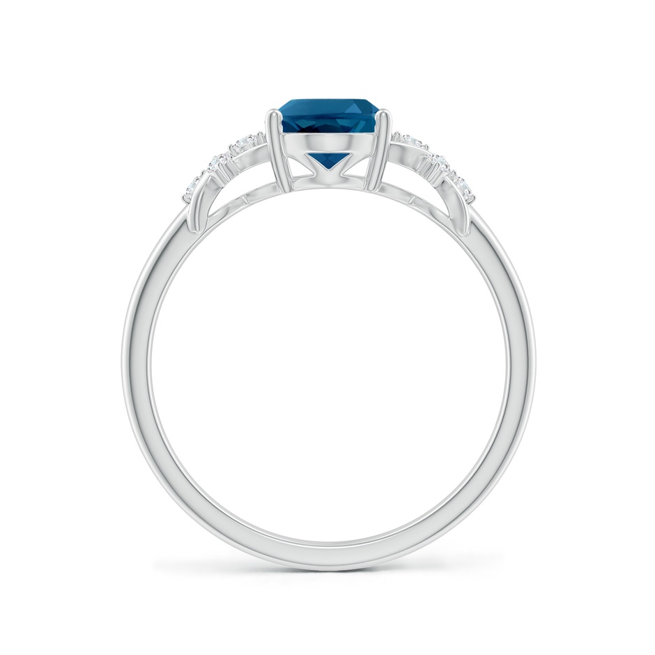 8x6mm AAAA Oval London Blue Topaz Criss Cross Ring with Diamonds in P950 Platinum side-1