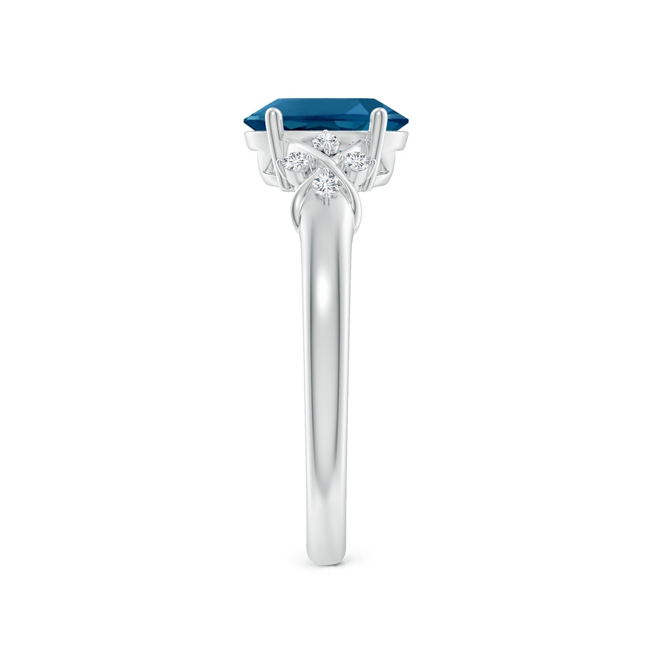 8x6mm AAAA Oval London Blue Topaz Criss Cross Ring with Diamonds in P950 Platinum side-2