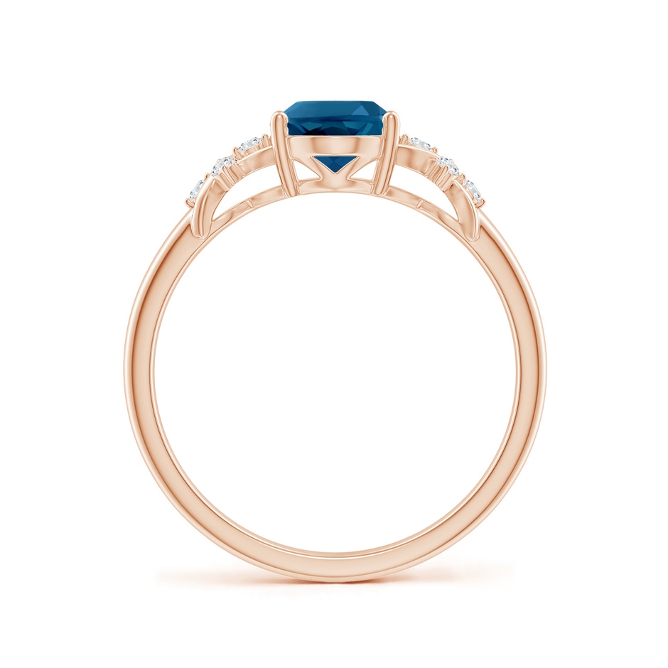 8x6mm AAAA Oval London Blue Topaz Criss Cross Ring with Diamonds in Rose Gold side-1