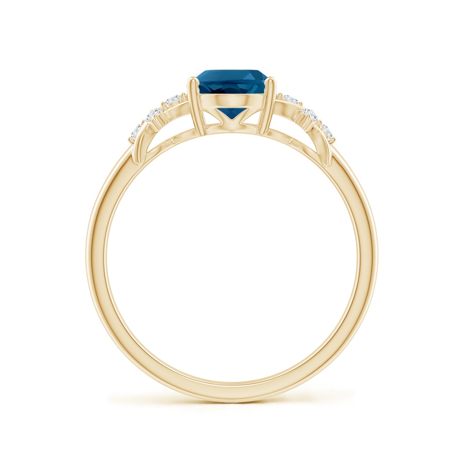 8x6mm AAAA Oval London Blue Topaz Criss Cross Ring with Diamonds in Yellow Gold side-1