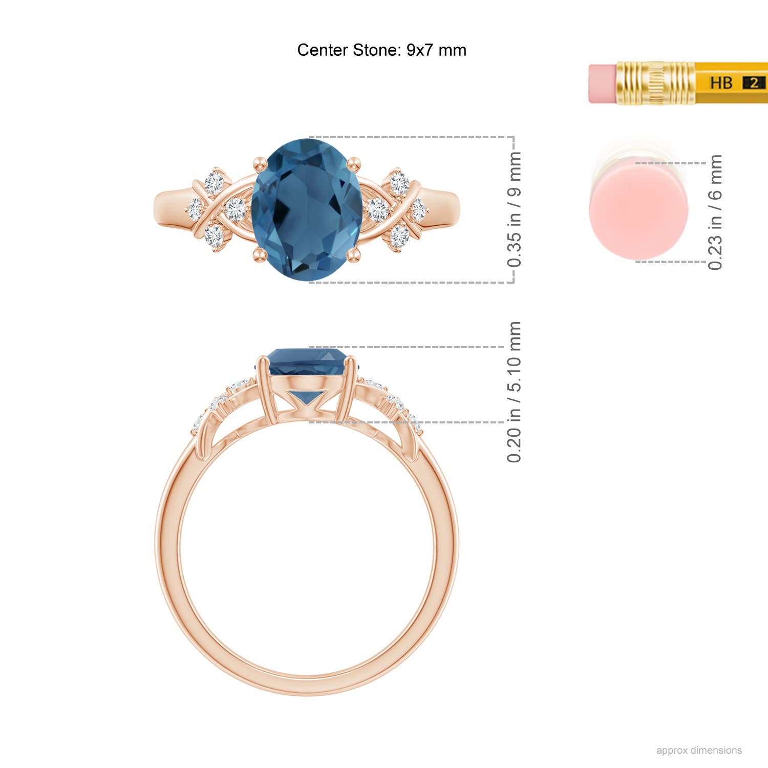 A - London Blue Topaz / 2.36 CT / 14 KT Rose Gold