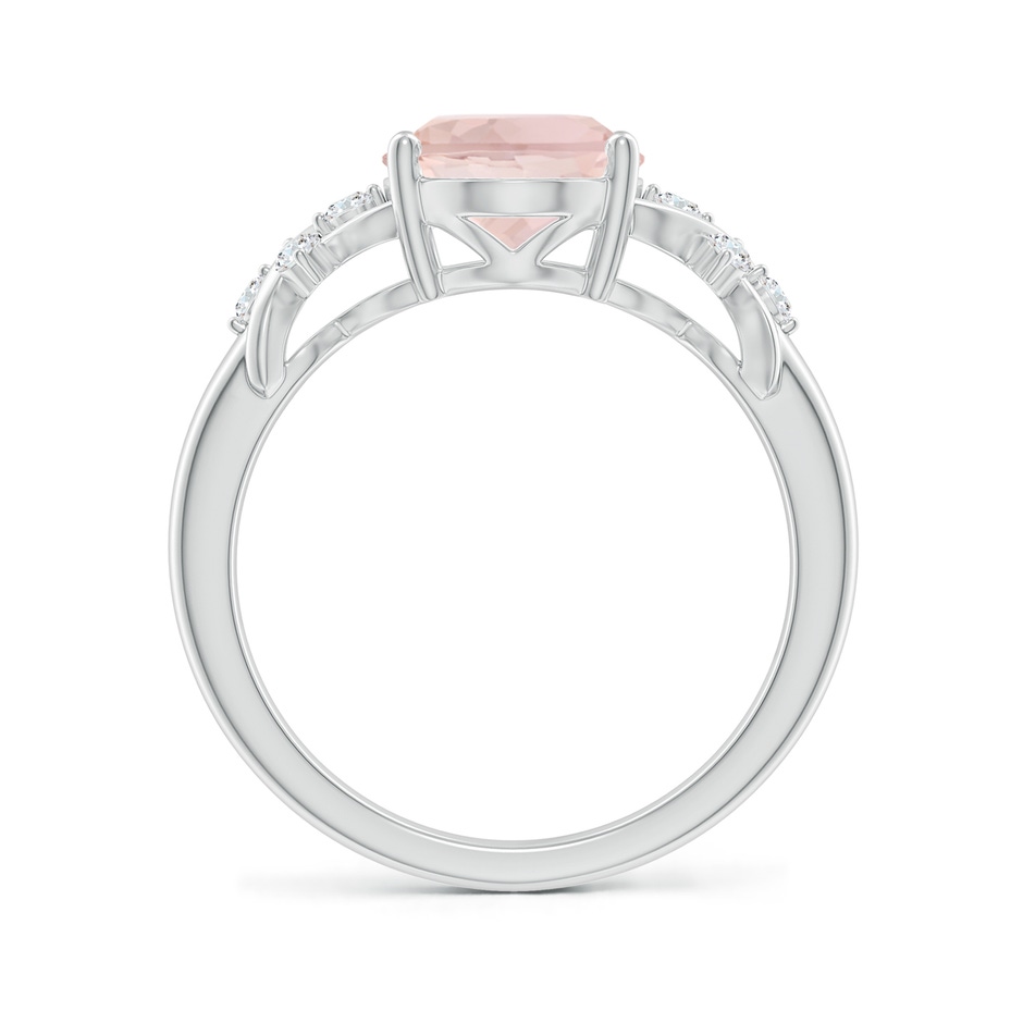 10x8mm A Solitaire Oval Morganite Criss Cross Ring with Diamonds in White Gold side 199
