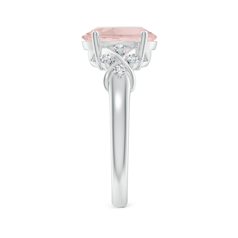 10x8mm A Solitaire Oval Morganite Criss Cross Ring with Diamonds in White Gold side 299