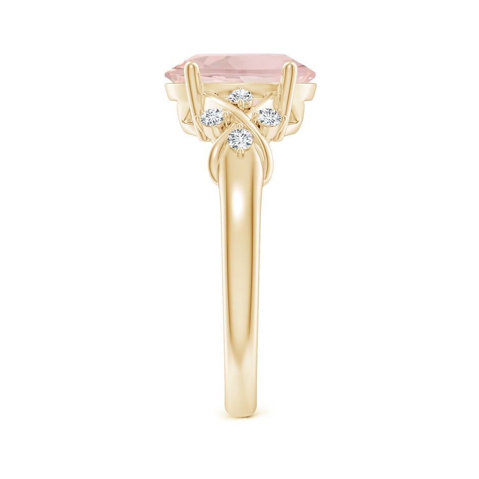10x8mm A Solitaire Oval Morganite Criss Cross Ring with Diamonds in Yellow Gold side 299