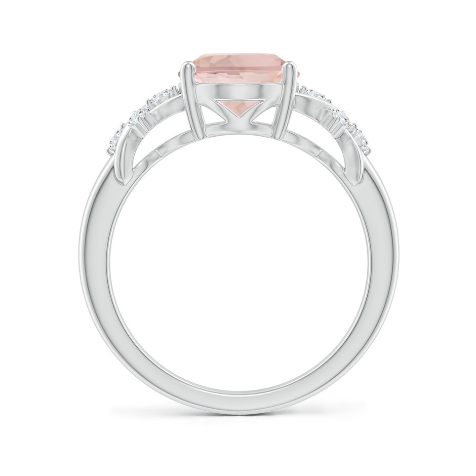 10x8mm AA Solitaire Oval Morganite Criss Cross Ring with Diamonds in P950 Platinum side 199