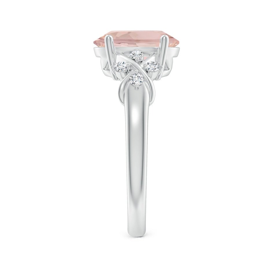 10x8mm AA Solitaire Oval Morganite Criss Cross Ring with Diamonds in P950 Platinum side 299