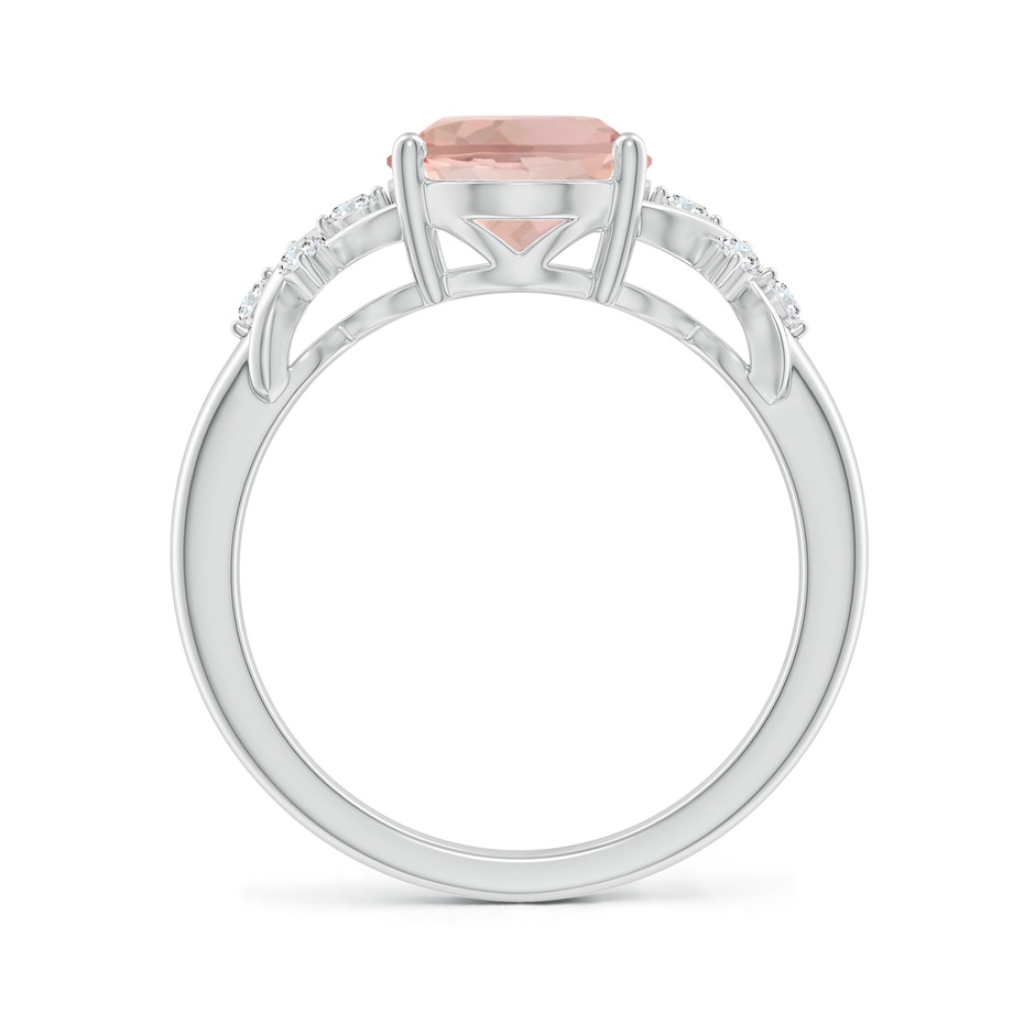 10x8mm AAA Solitaire Oval Morganite Criss Cross Ring with Diamonds in P950 Platinum side 199