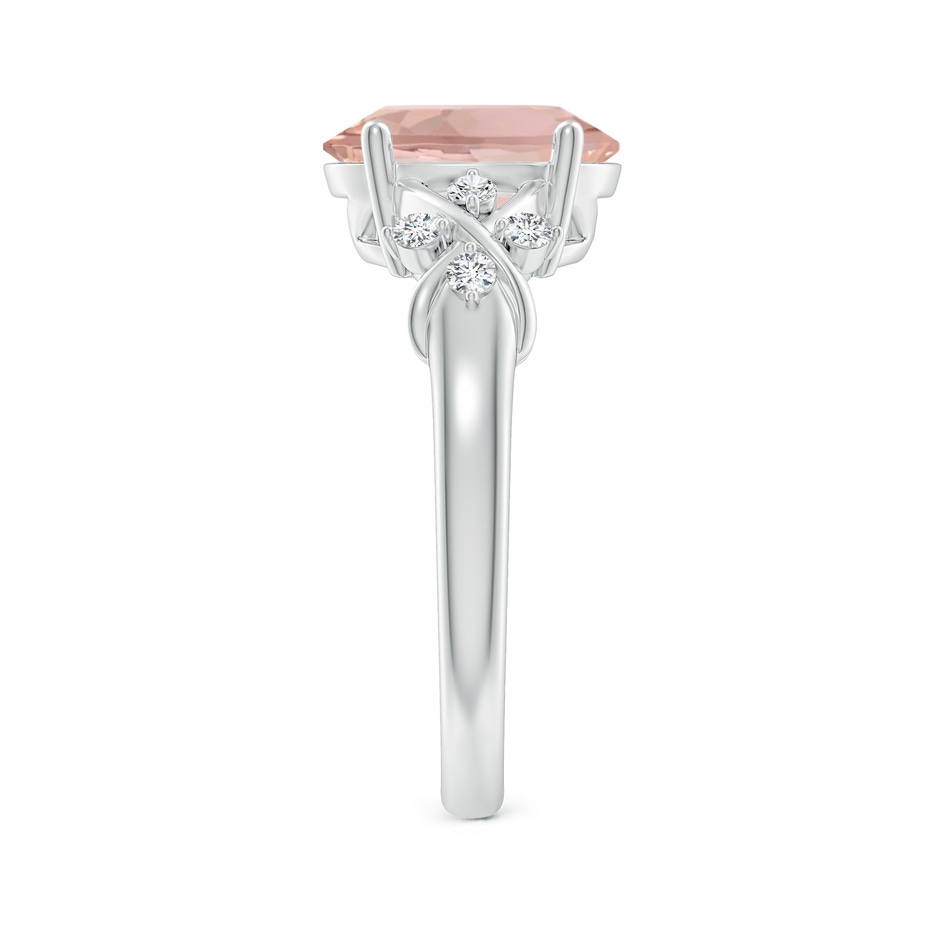 10x8mm AAA Solitaire Oval Morganite Criss Cross Ring with Diamonds in P950 Platinum side 299