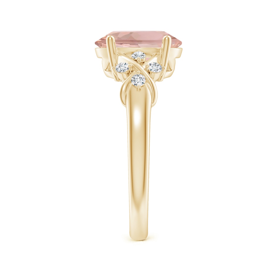 10x8mm AAA Solitaire Oval Morganite Criss Cross Ring with Diamonds in Yellow Gold side 299