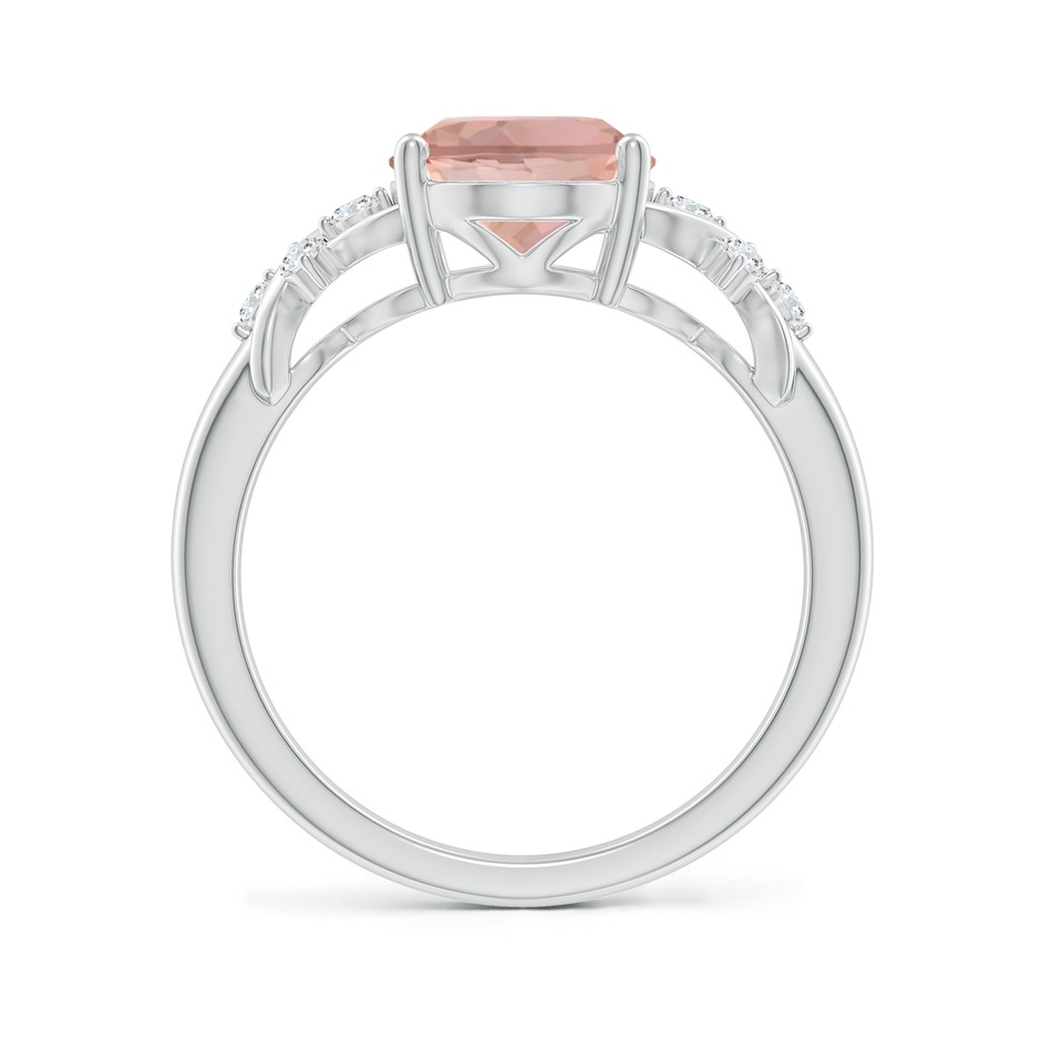 10x8mm AAAA Solitaire Oval Morganite Criss Cross Ring with Diamonds in P950 Platinum side 199