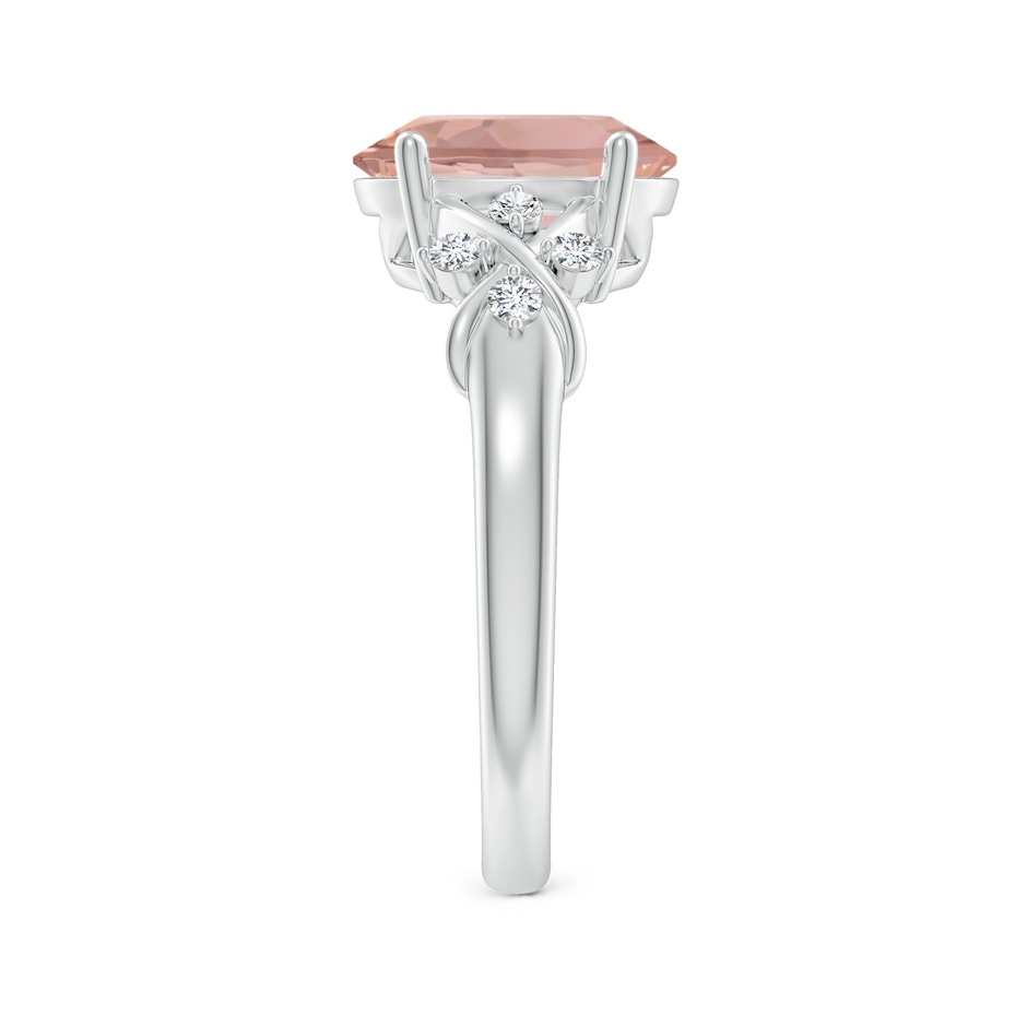 10x8mm AAAA Solitaire Oval Morganite Criss Cross Ring with Diamonds in P950 Platinum side 299