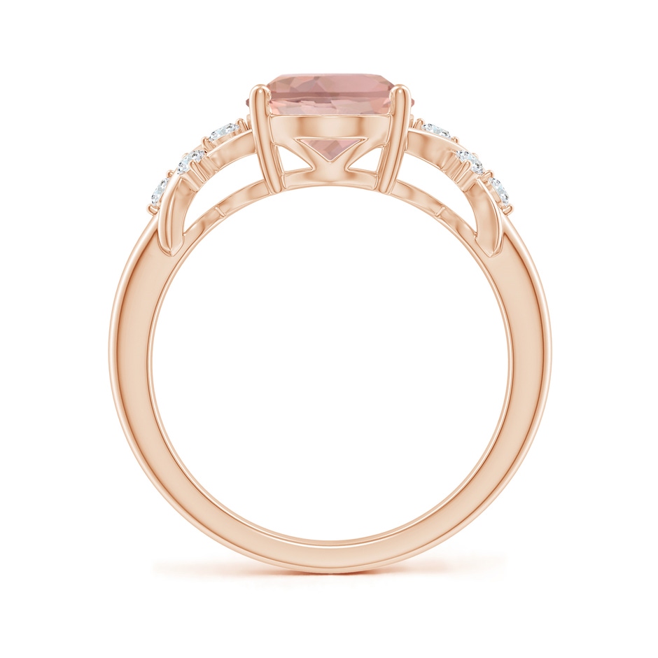 10x8mm AAAA Solitaire Oval Morganite Criss Cross Ring with Diamonds in Rose Gold side 199