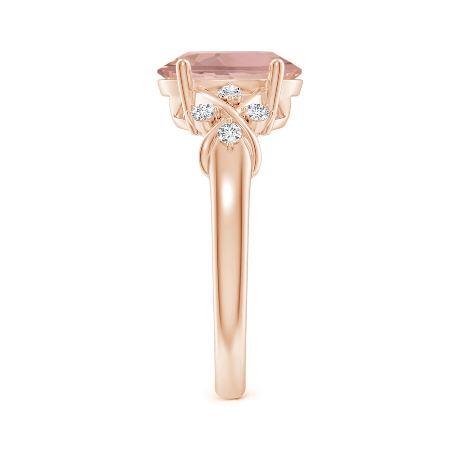 10x8mm AAAA Solitaire Oval Morganite Criss Cross Ring with Diamonds in Rose Gold side 299