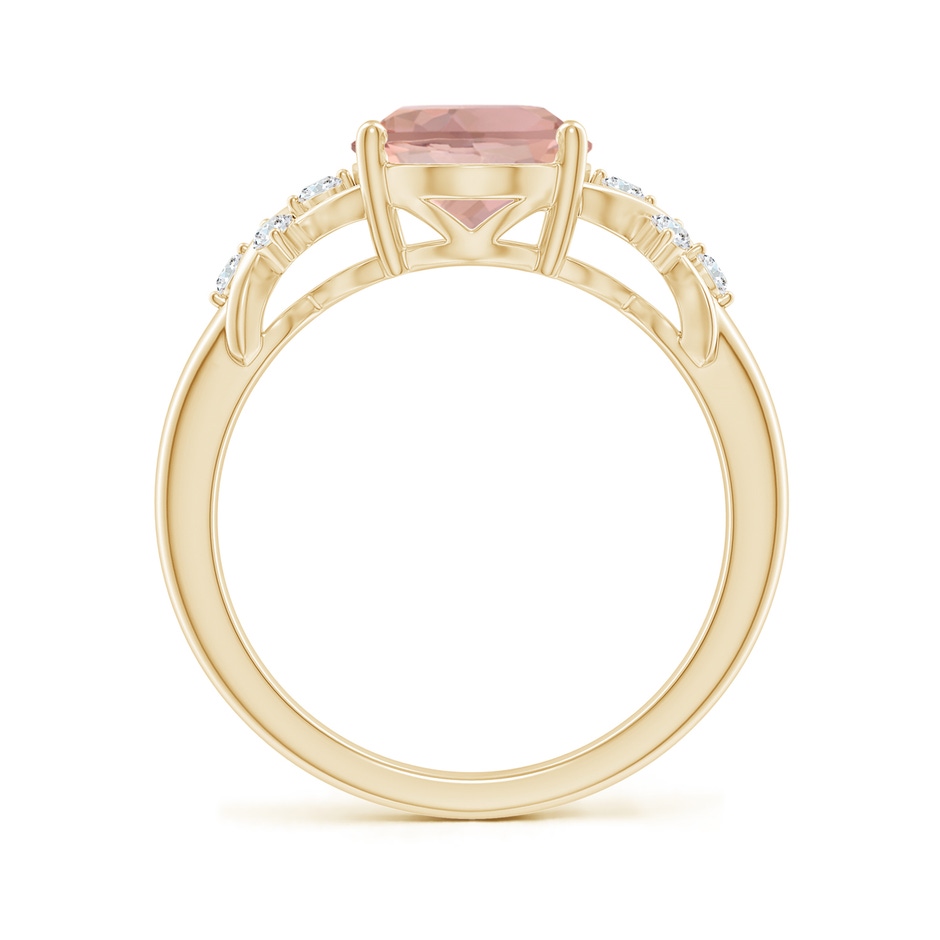 10x8mm AAAA Solitaire Oval Morganite Criss Cross Ring with Diamonds in Yellow Gold side 199