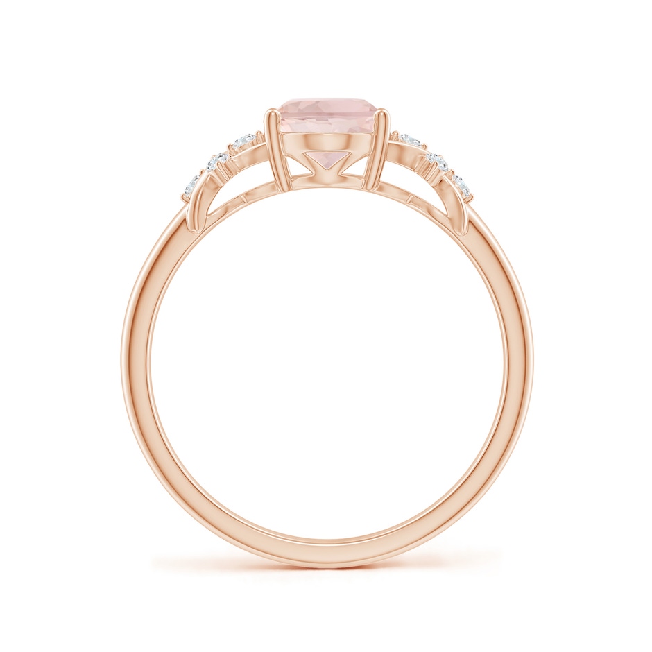 8x6mm A Solitaire Oval Morganite Criss Cross Ring with Diamonds in 10K Rose Gold side 199