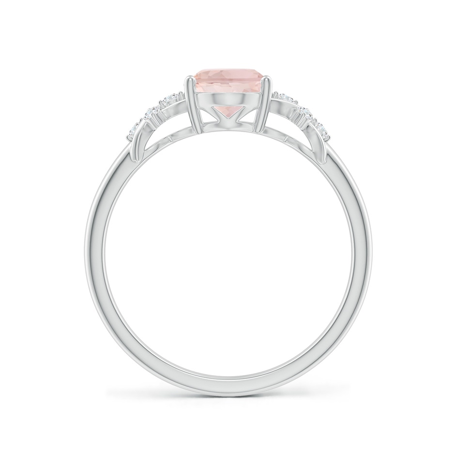 8x6mm A Solitaire Oval Morganite Criss Cross Ring with Diamonds in White Gold side 199