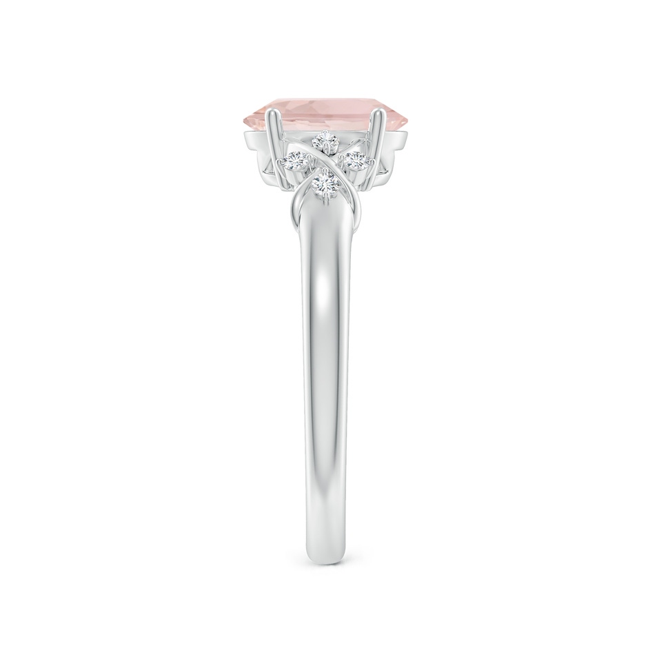 8x6mm A Solitaire Oval Morganite Criss Cross Ring with Diamonds in White Gold side 299