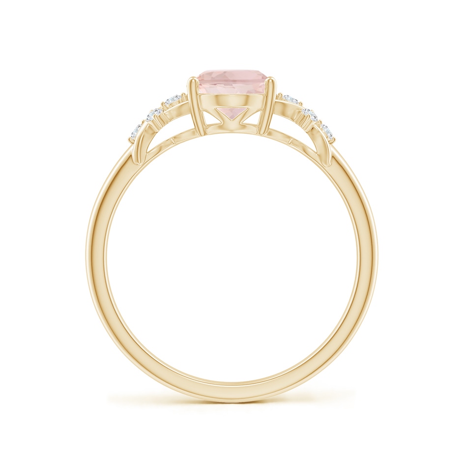 8x6mm A Solitaire Oval Morganite Criss Cross Ring with Diamonds in Yellow Gold side 199