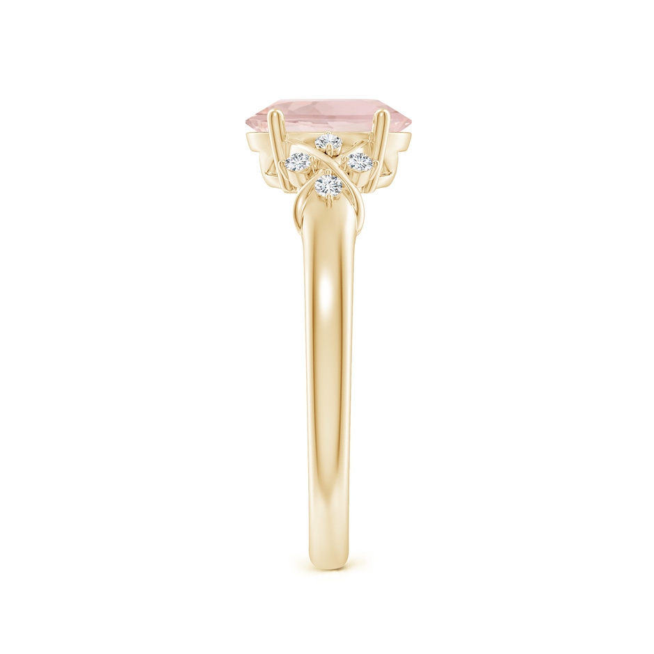 8x6mm A Solitaire Oval Morganite Criss Cross Ring with Diamonds in Yellow Gold side 299