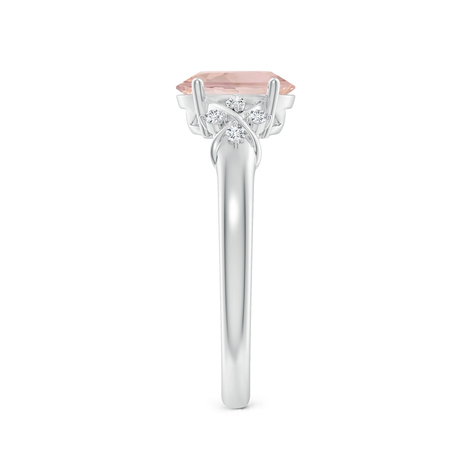 8x6mm AA Solitaire Oval Morganite Criss Cross Ring with Diamonds in White Gold side 299