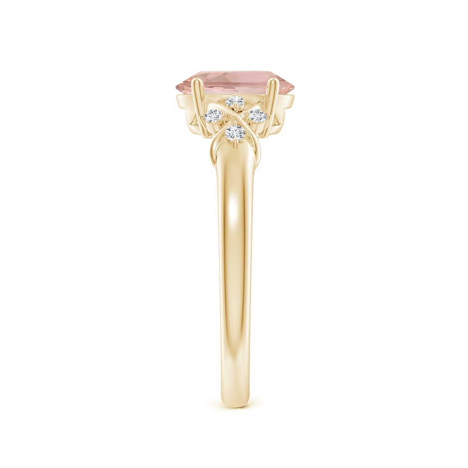 8x6mm AAA Solitaire Oval Morganite Criss Cross Ring with Diamonds in Yellow Gold side 299
