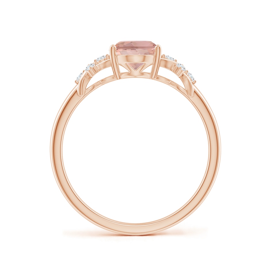 8x6mm AAAA Solitaire Oval Morganite Criss Cross Ring with Diamonds in Rose Gold side 199