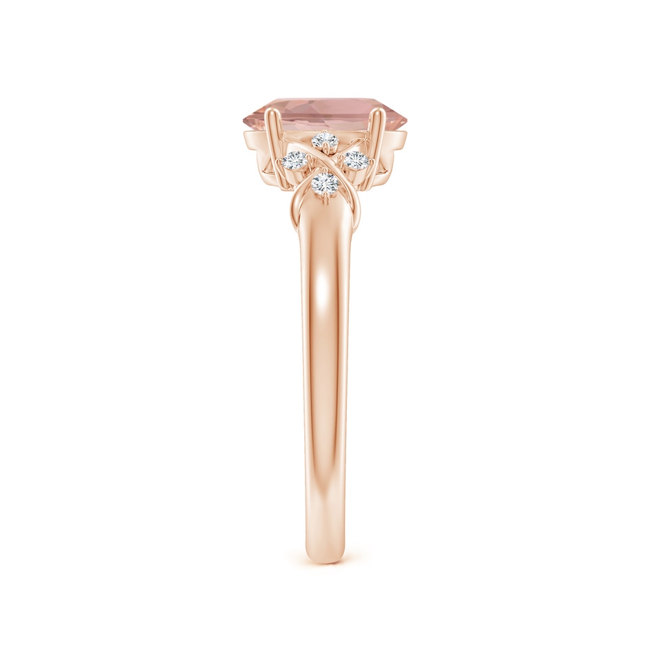 8x6mm AAAA Solitaire Oval Morganite Criss Cross Ring with Diamonds in Rose Gold side 299