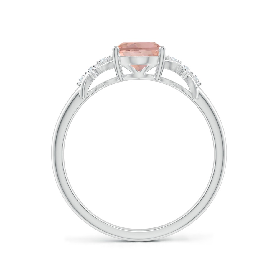 8x6mm AAAA Solitaire Oval Morganite Criss Cross Ring with Diamonds in White Gold side 199