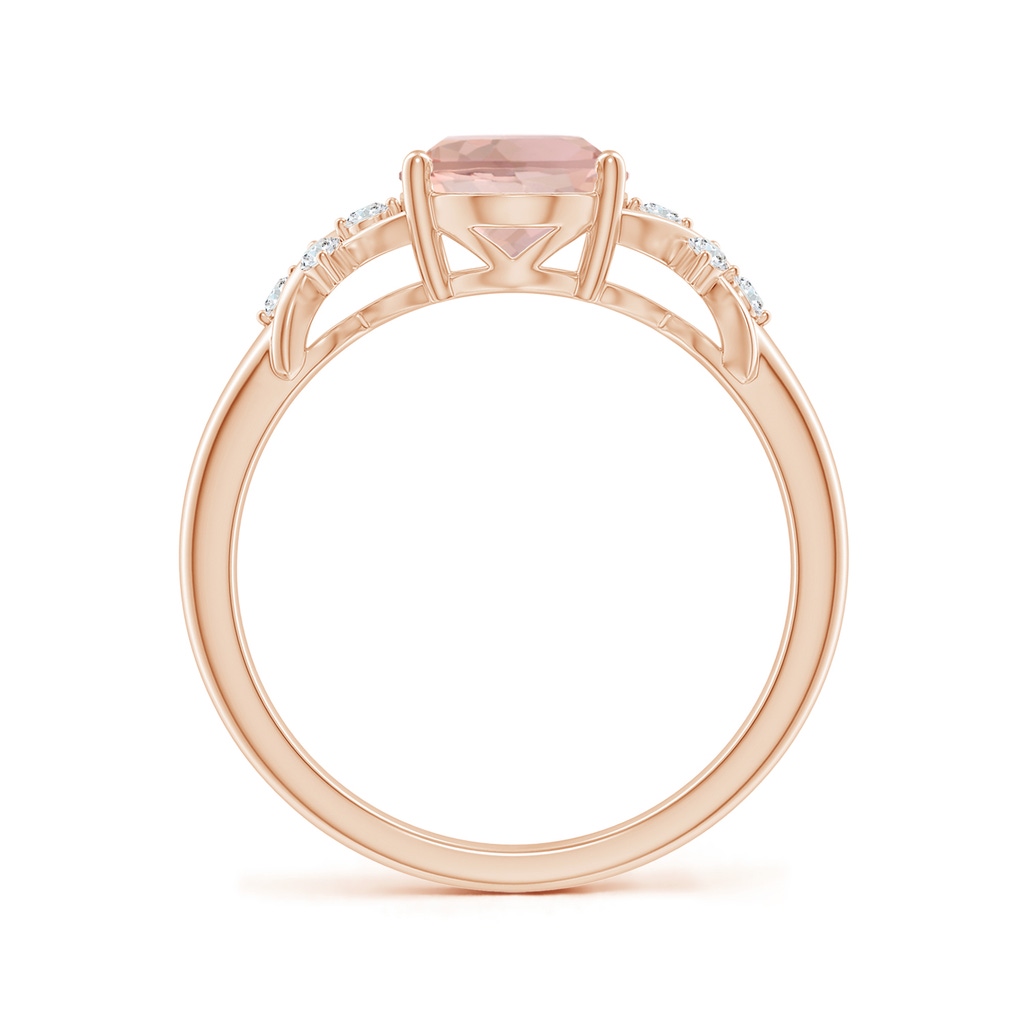 9x7mm AAA Solitaire Oval Morganite Criss Cross Ring with Diamonds in Rose Gold Side 199