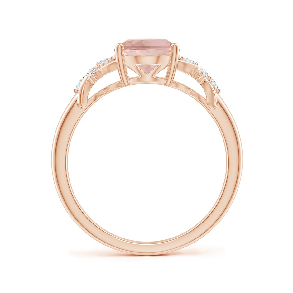 9x7mm AAA Solitaire Oval Morganite Criss Cross Ring with Diamonds in Rose Gold side 199