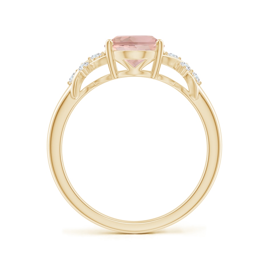 9x7mm AAA Solitaire Oval Morganite Criss Cross Ring with Diamonds in Yellow Gold side 199