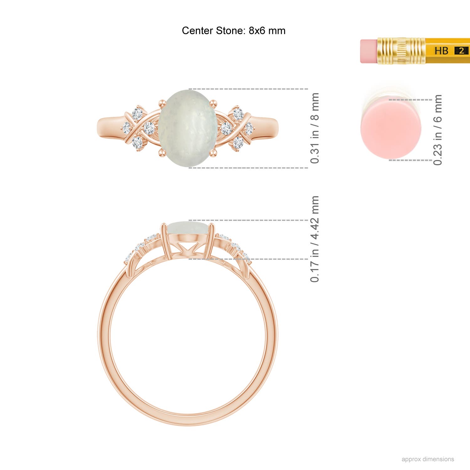 A - Moonstone / 1.18 CT / 14 KT Rose Gold