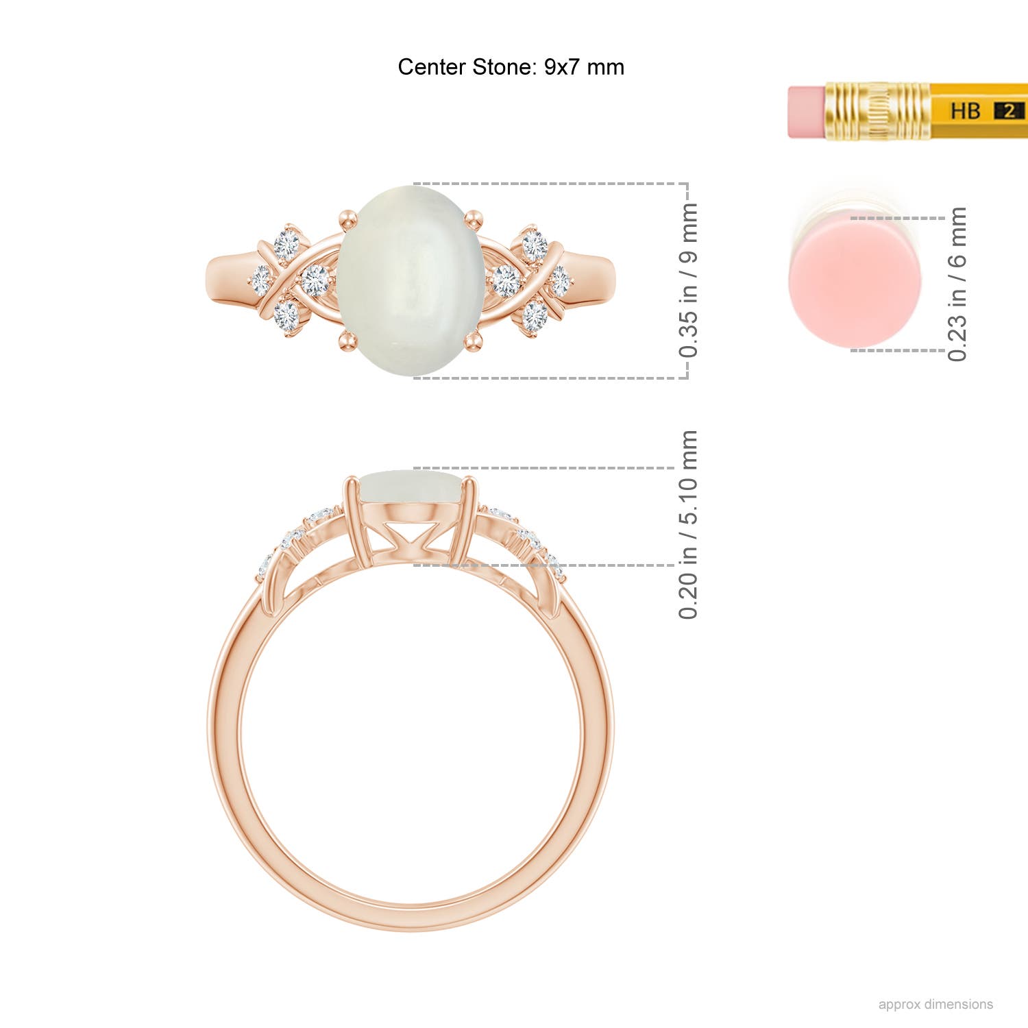 AAAA - Moonstone / 1.81 CT / 14 KT Rose Gold