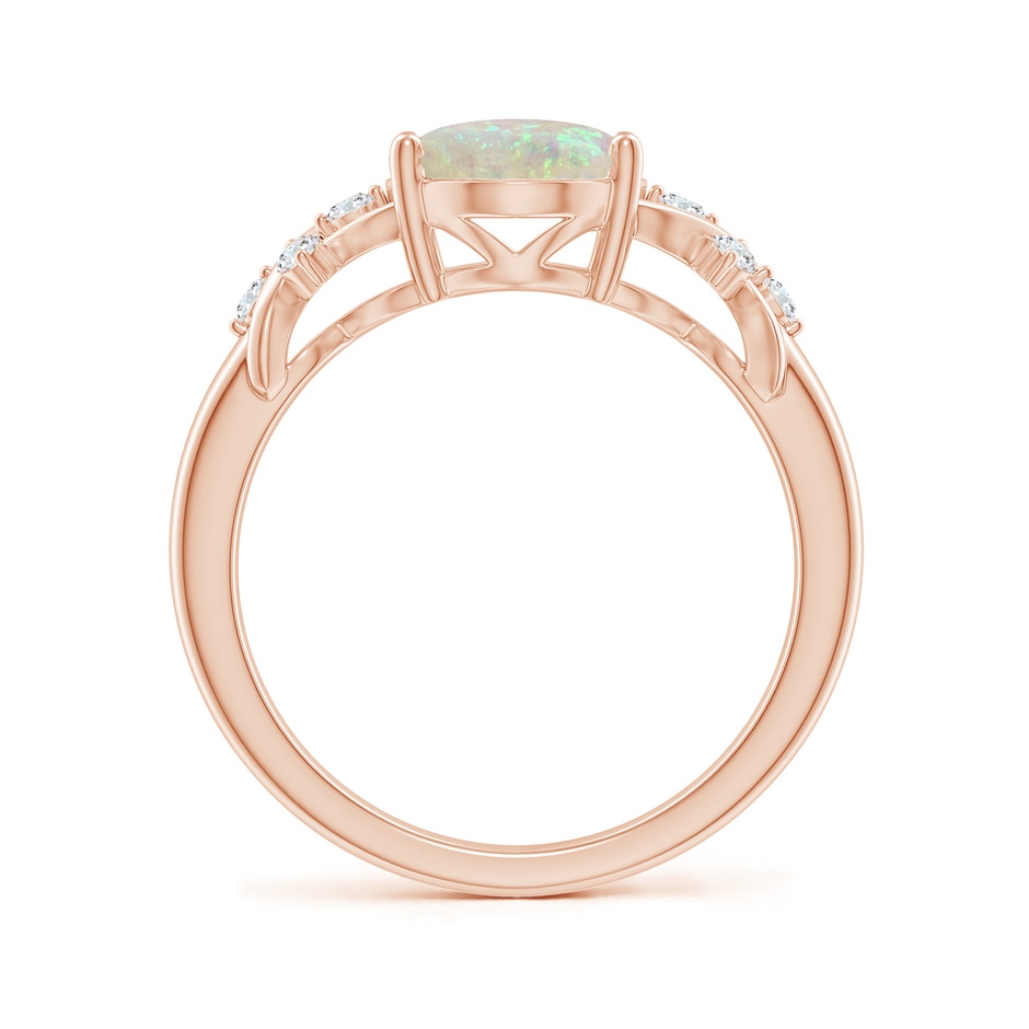10x8mm AAA Solitaire Oval Opal Criss Cross Ring with Diamonds in 18K Rose Gold side-1