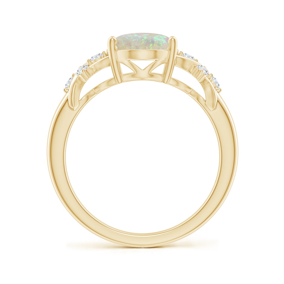 10x8mm AAA Solitaire Oval Opal Criss Cross Ring with Diamonds in 18K Yellow Gold side-1