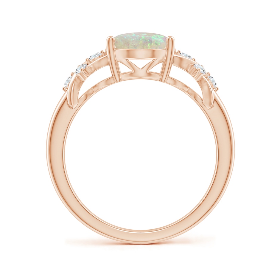 10x8mm AAA Solitaire Oval Opal Criss Cross Ring with Diamonds in Rose Gold side-1