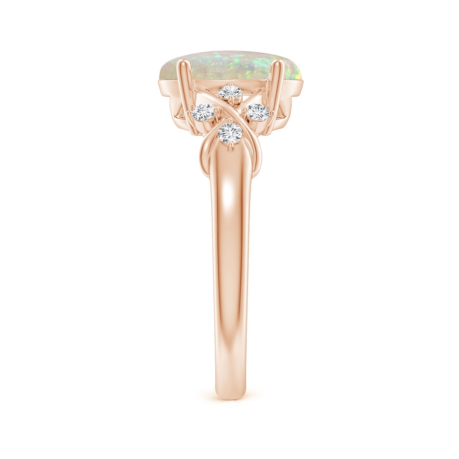 10x8mm AAA Solitaire Oval Opal Criss Cross Ring with Diamonds in Rose Gold side-2