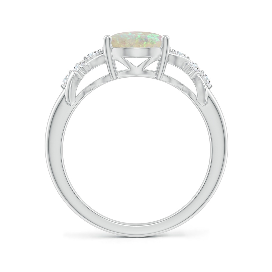 10x8mm AAA Solitaire Oval Opal Criss Cross Ring with Diamonds in White Gold side-1