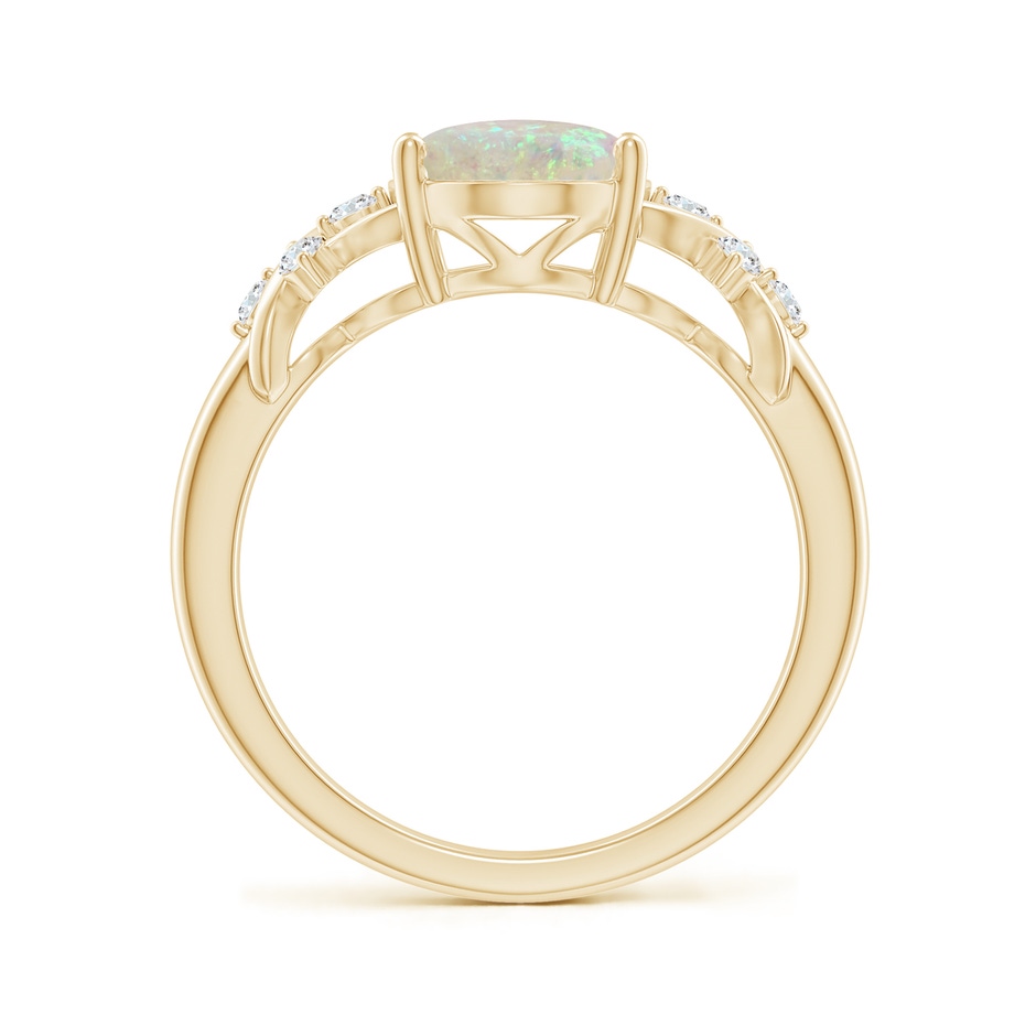 10x8mm AAA Solitaire Oval Opal Criss Cross Ring with Diamonds in Yellow Gold side-1