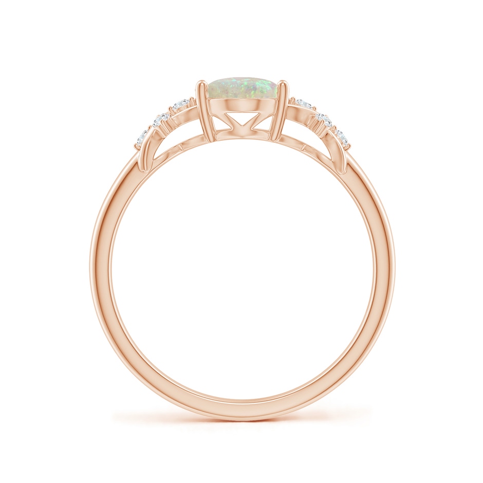 8x6mm AAA Solitaire Oval Opal Criss Cross Ring with Diamonds in 10K Rose Gold side1