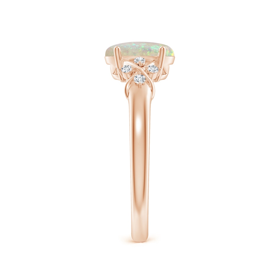 8x6mm AAA Solitaire Oval Opal Criss Cross Ring with Diamonds in Rose Gold side-2