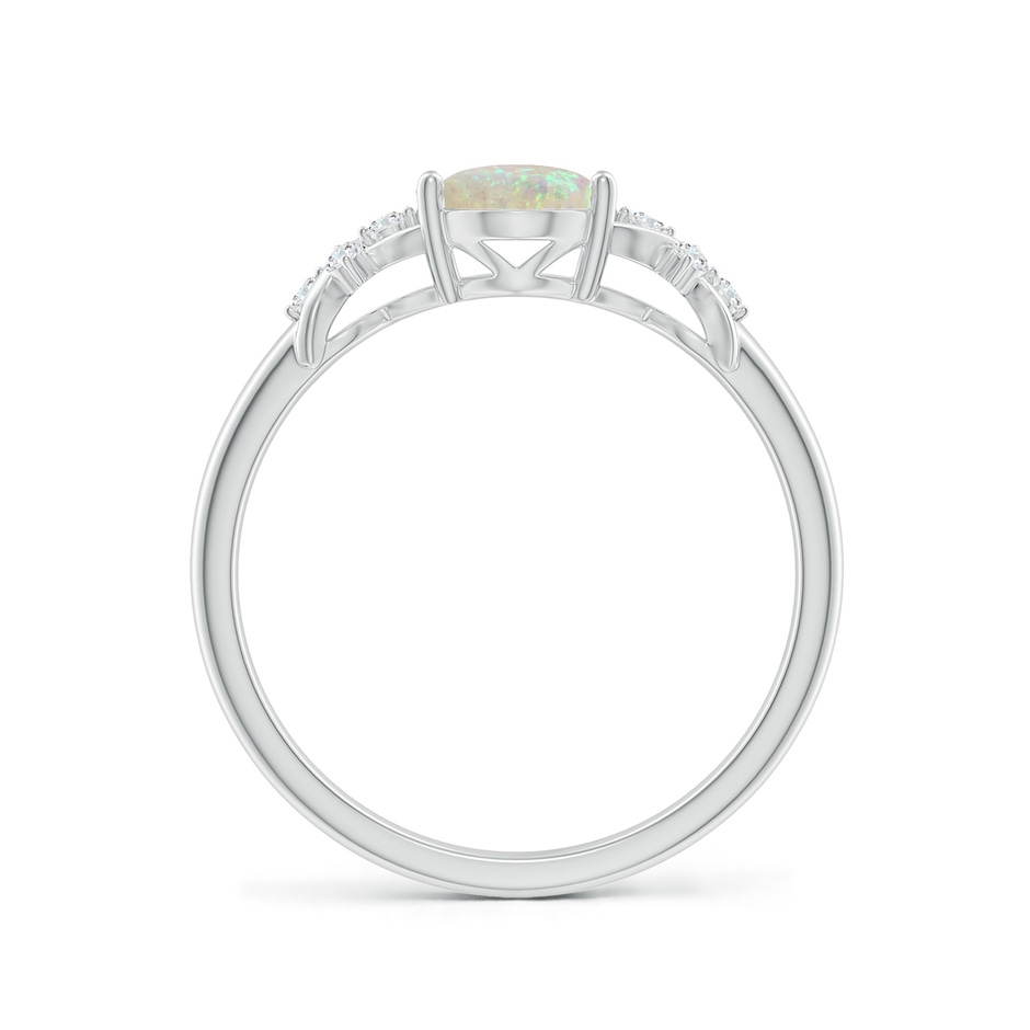 8x6mm AAA Solitaire Oval Opal Criss Cross Ring with Diamonds in White Gold side-1