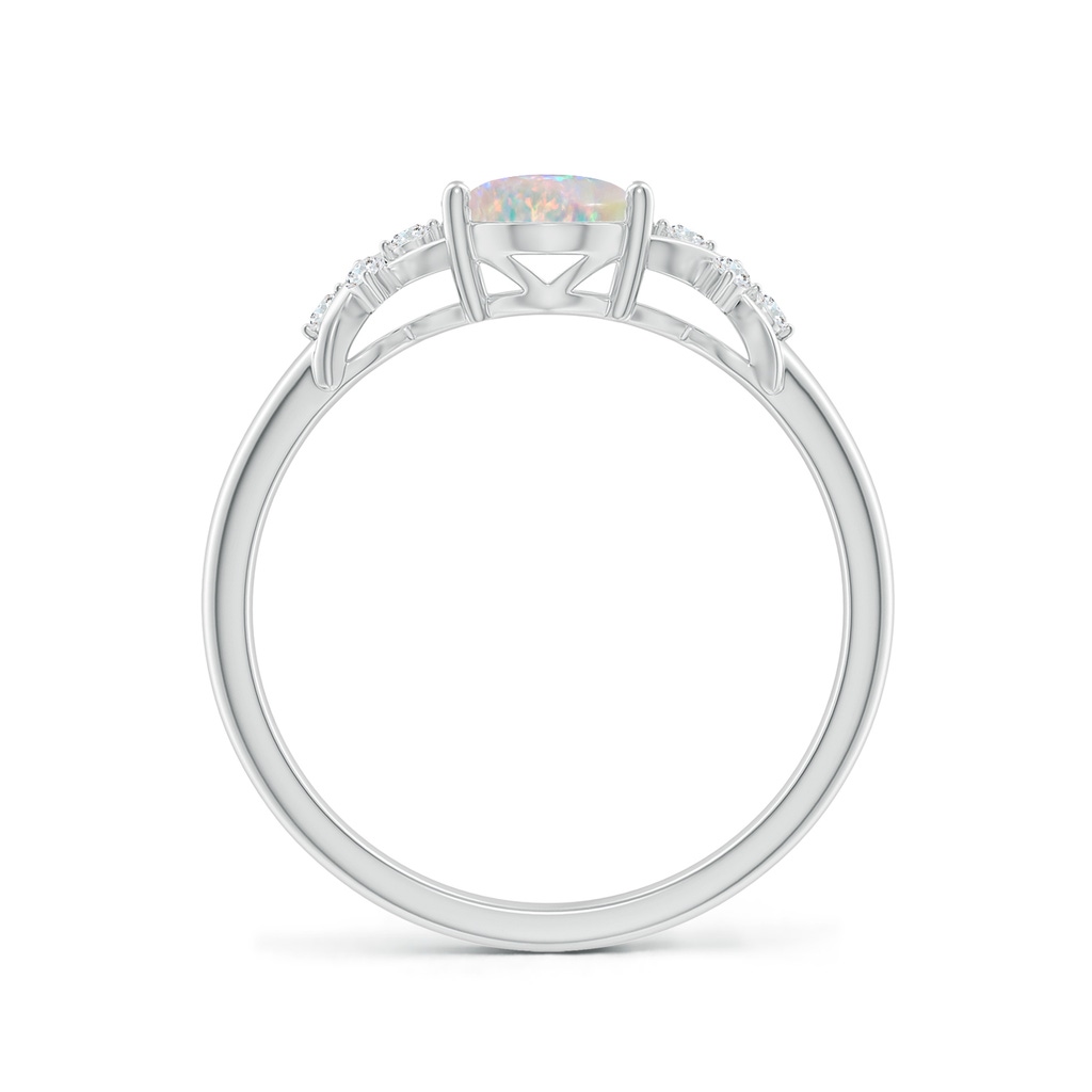 8x6mm AAAA Solitaire Oval Opal Criss Cross Ring with Diamonds in P950 Platinum Side-1
