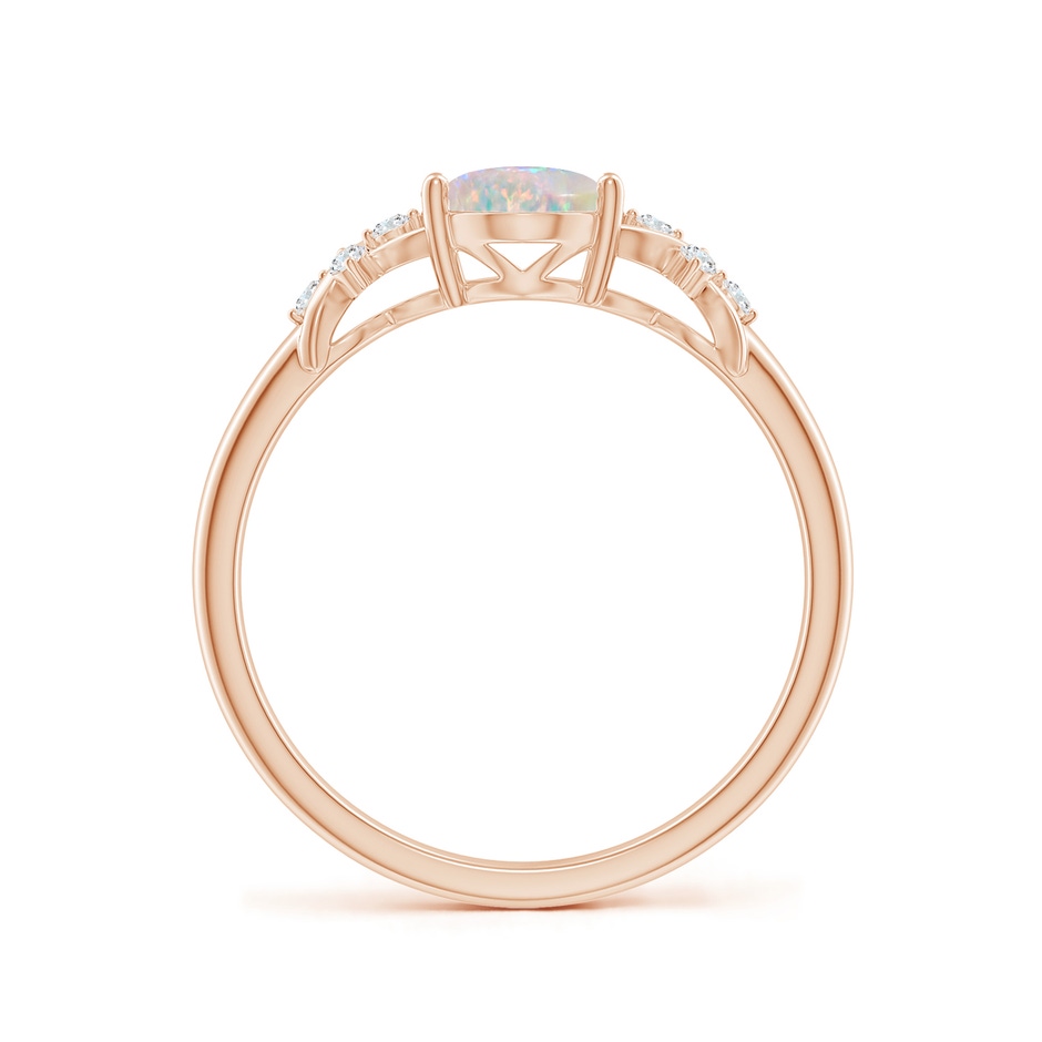 8x6mm AAAA Solitaire Oval Opal Criss Cross Ring with Diamonds in Rose Gold side-1