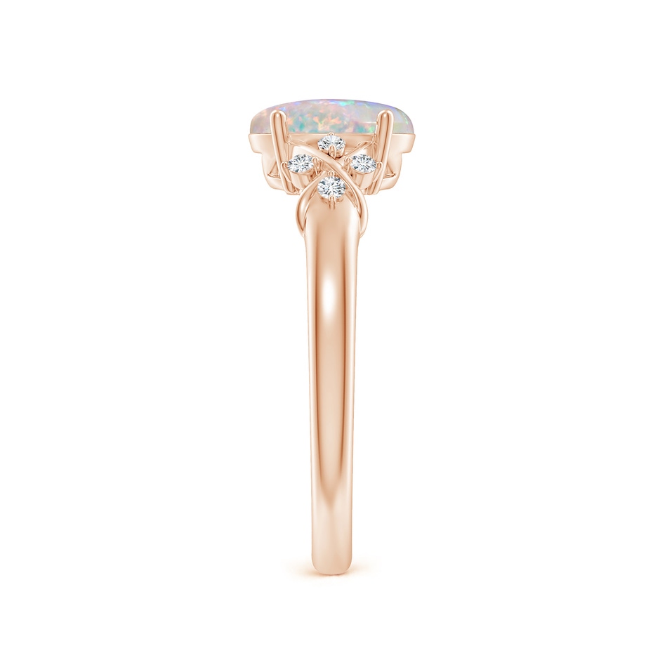 8x6mm AAAA Solitaire Oval Opal Criss Cross Ring with Diamonds in Rose Gold side-2