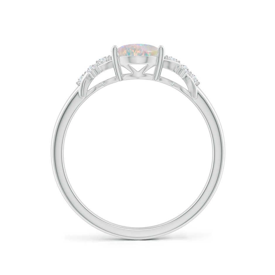 8x6mm AAAA Solitaire Oval Opal Criss Cross Ring with Diamonds in White Gold side-1