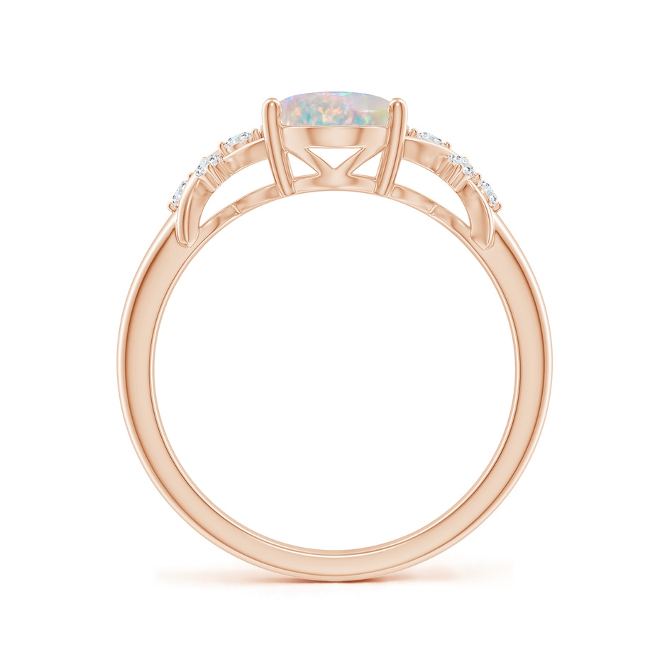 9x7mm AAAA Solitaire Oval Opal Criss Cross Ring with Diamonds in Rose Gold side-1