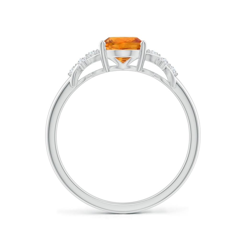 8x6mm AAA Solitaire Oval Orange Sapphire Criss Cross Ring with Diamonds in White Gold Side-1