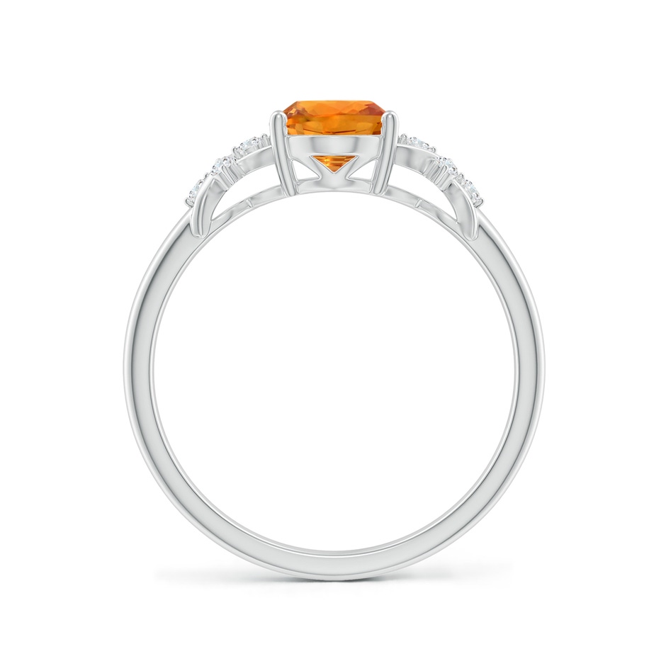 8x6mm AAA Solitaire Oval Orange Sapphire Criss Cross Ring with Diamonds in White Gold side-1