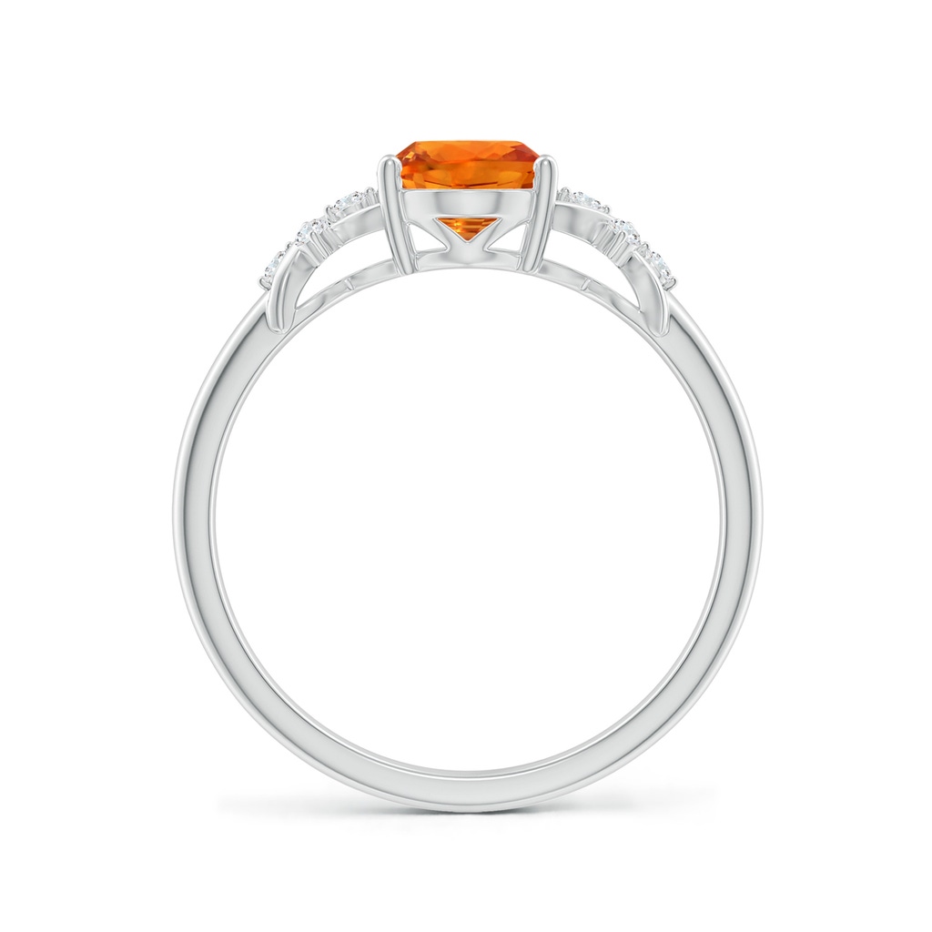 8x6mm AAAA Solitaire Oval Orange Sapphire Criss Cross Ring with Diamonds in P950 Platinum Side-1